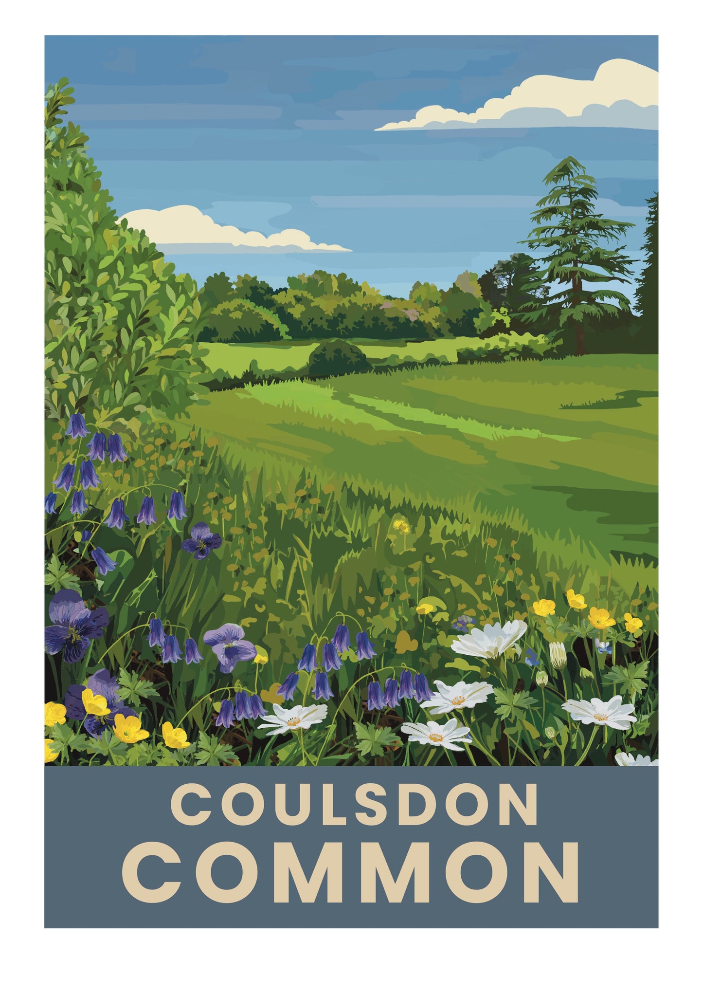Coulsdon Common Surrey retro travel poster art print