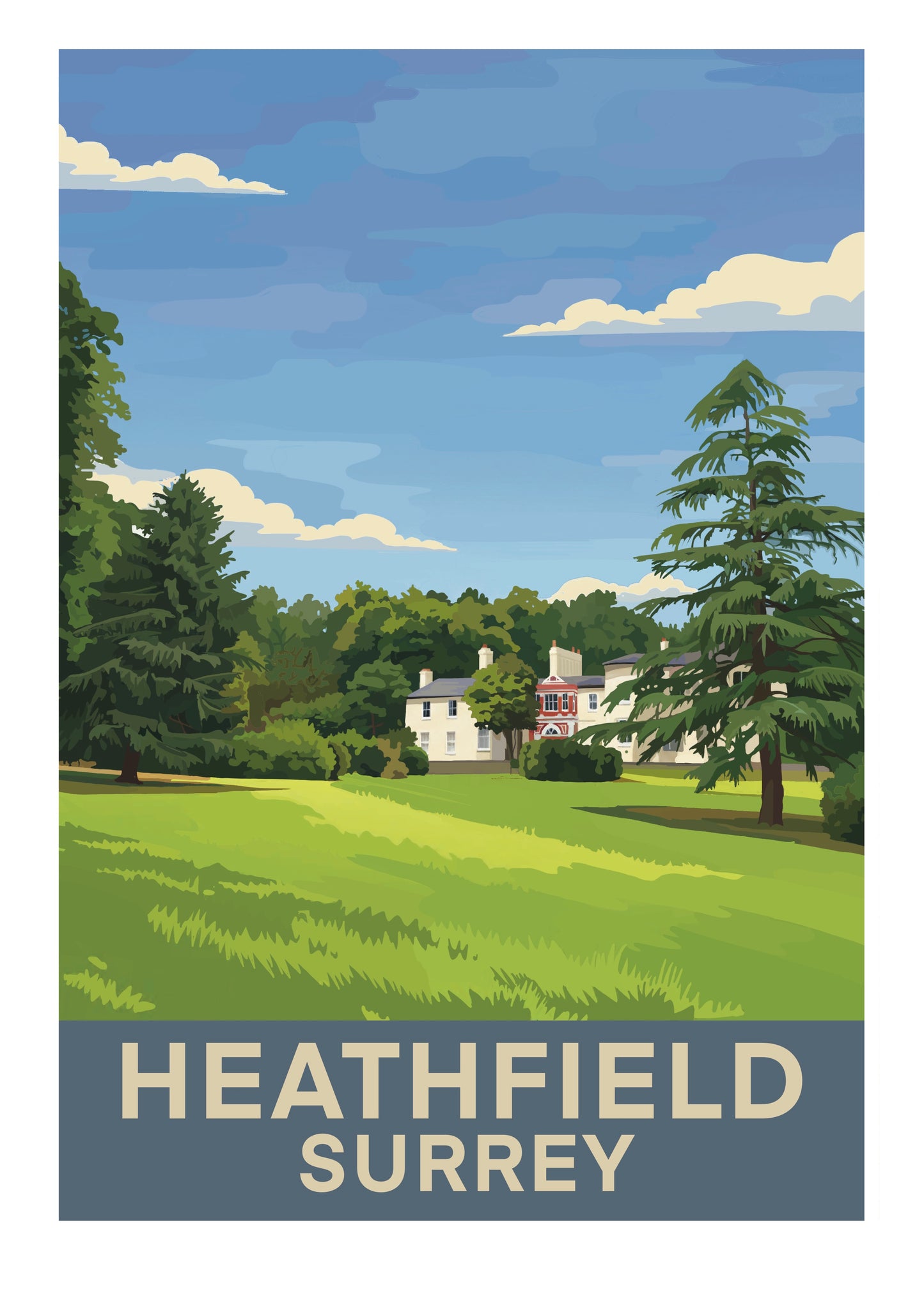 Heathfield Surrey retro-style art print