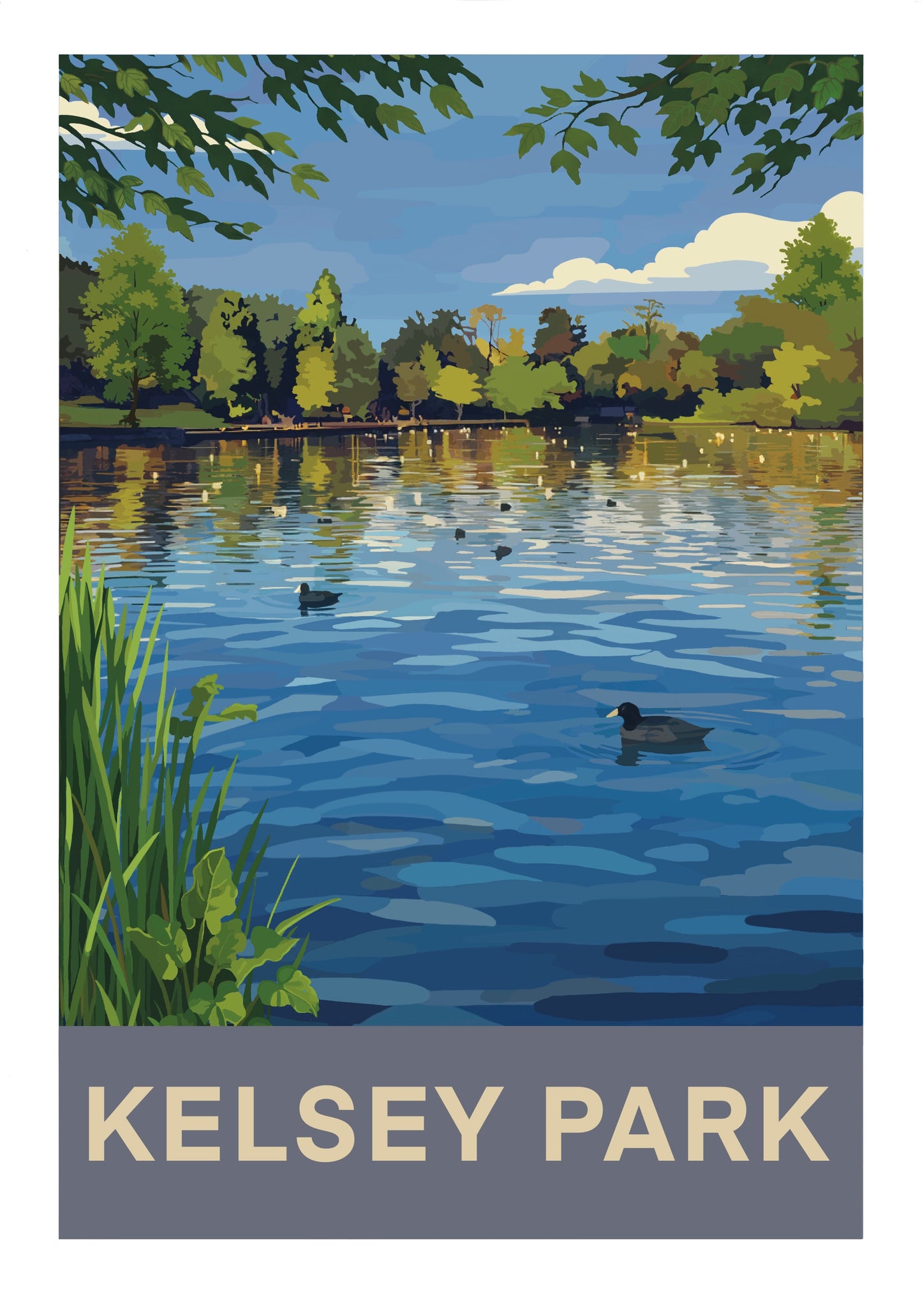Kelsey Park Beckenham retro-style art print