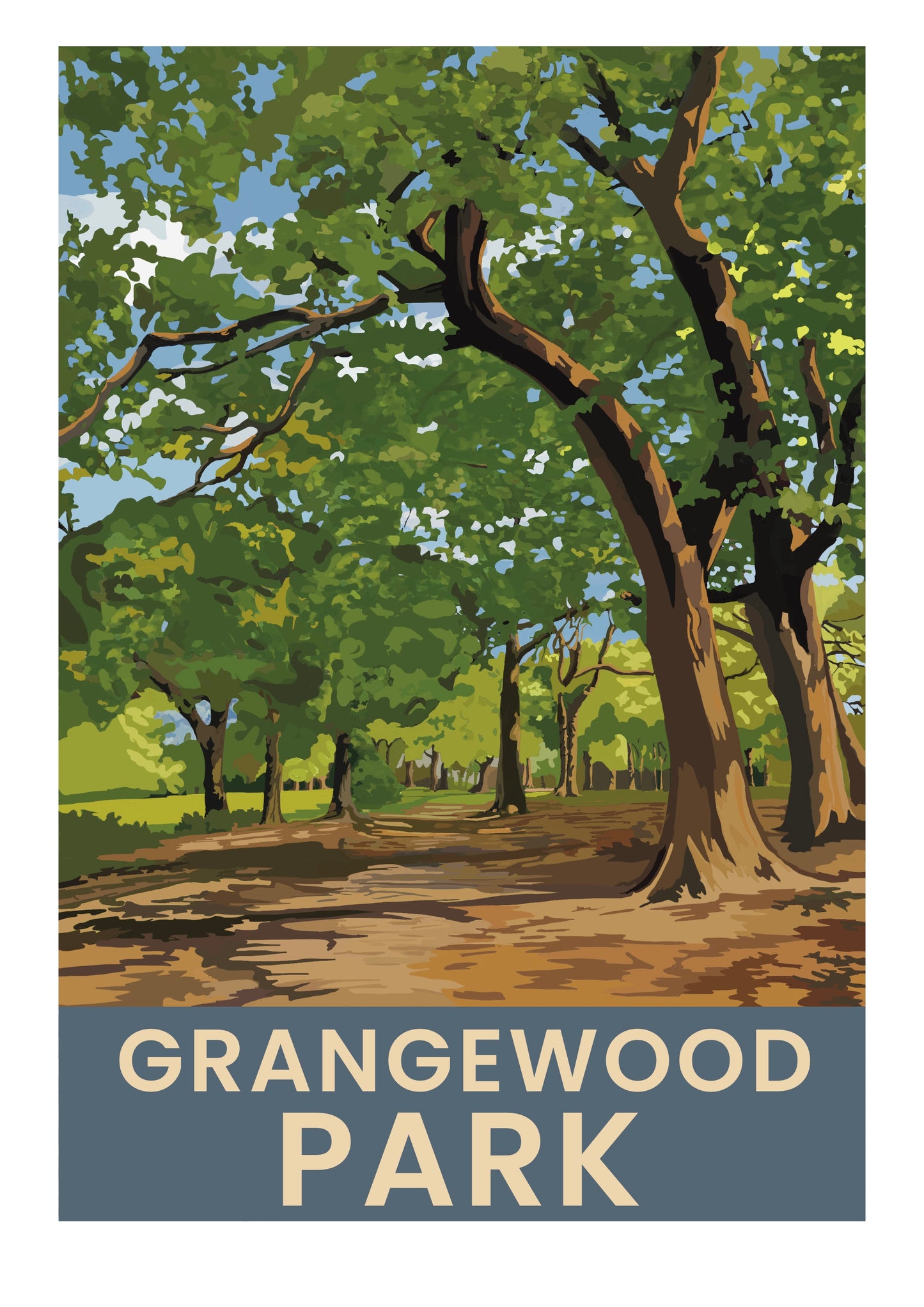 Grangewood Park retro travel poster art print