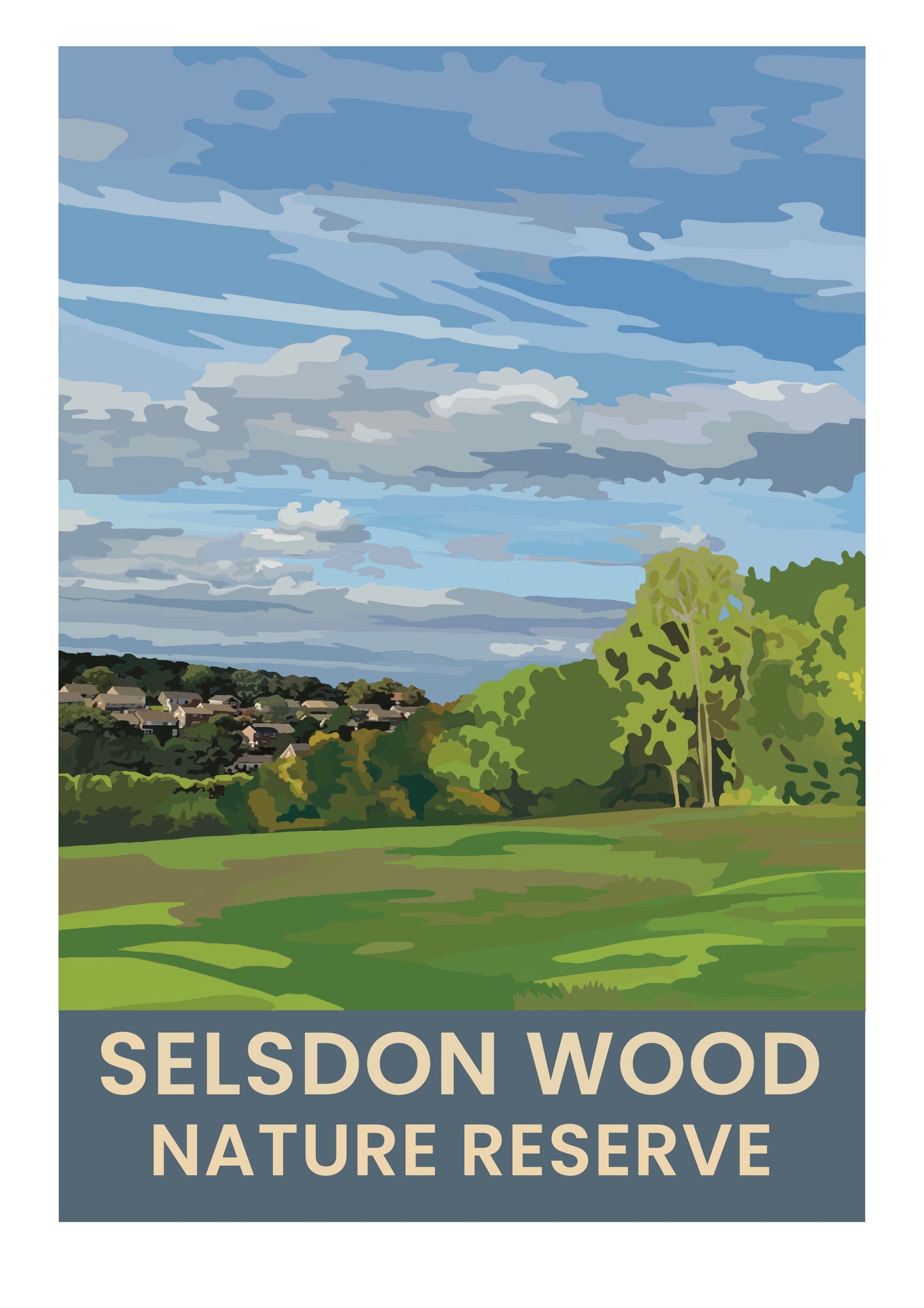 Selsdon Wood Nature Reserve retro travel poster art print