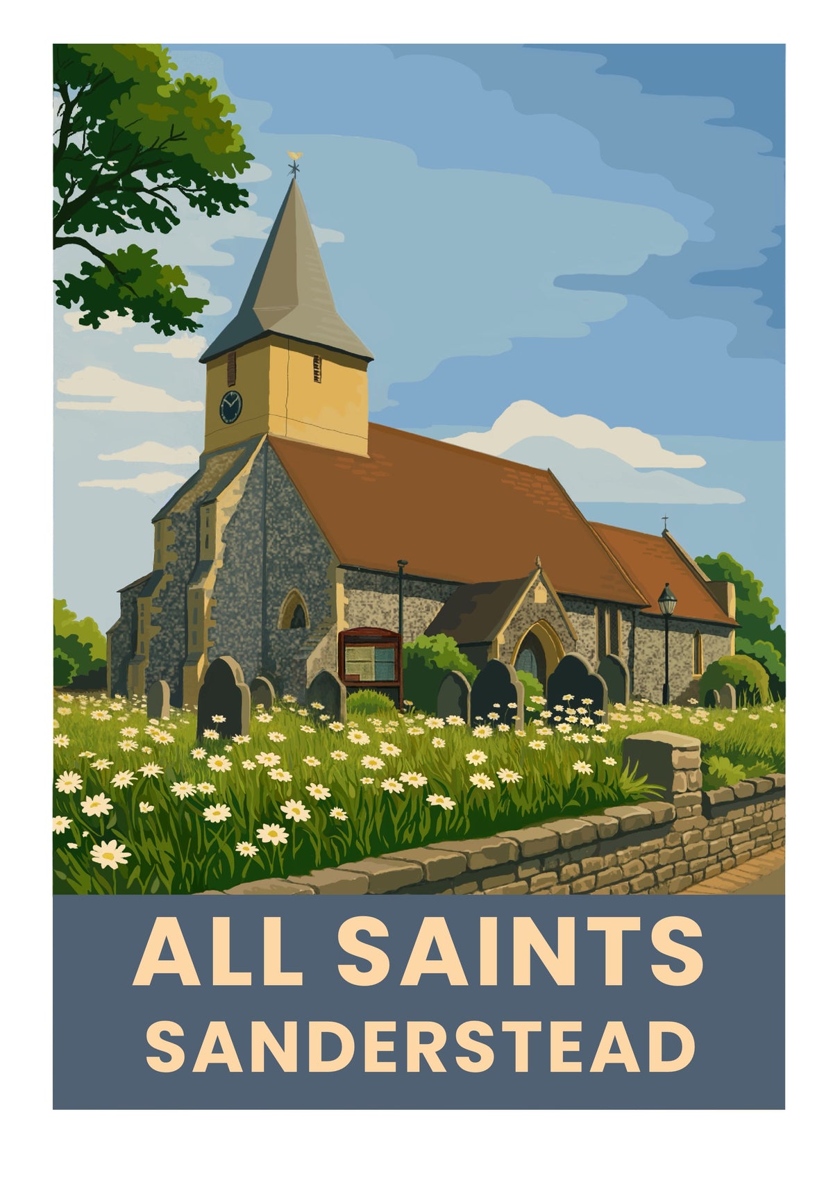 All Saints church Sanderstead art print
