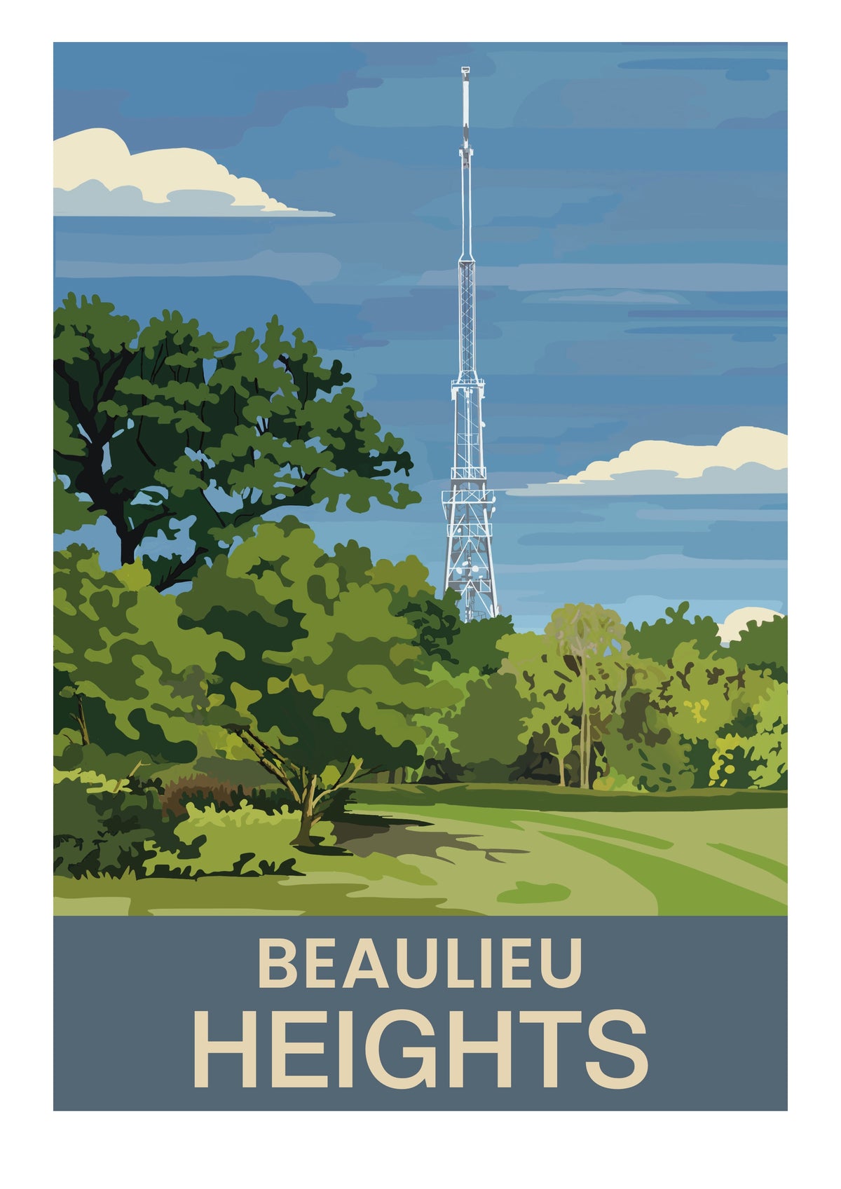 Beaulieu Heights retro travel poster art print