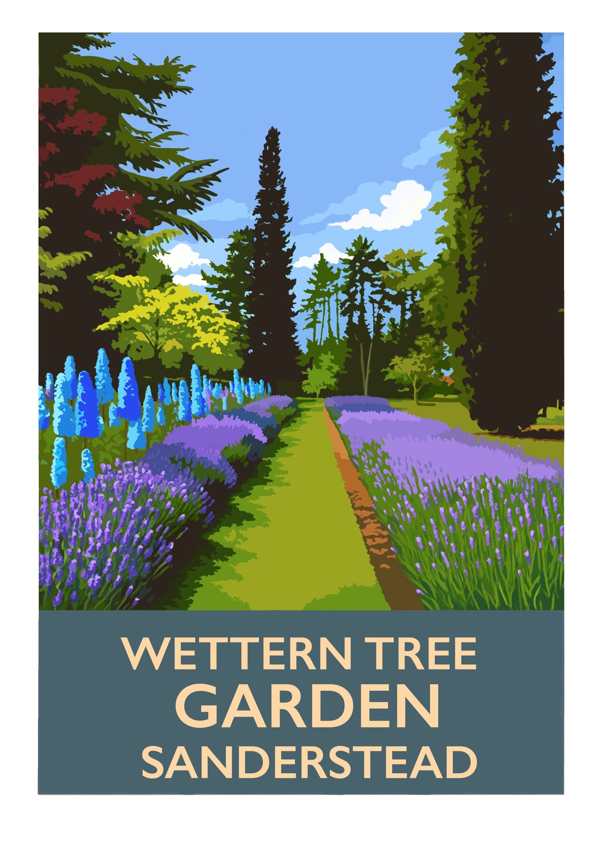 Wettern Tree Gardens Delphinium Border  Sanderstead art print