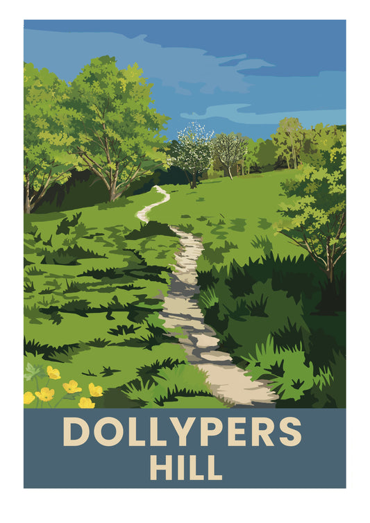 Dollypers Hill Old Coulsdon Surrey retro travel poster art print
