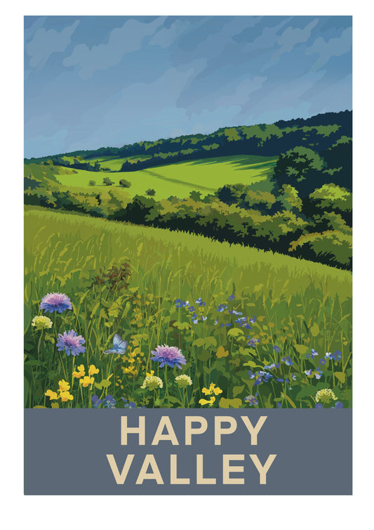 Happy Valley Old Coulsdon Surrey retro art print