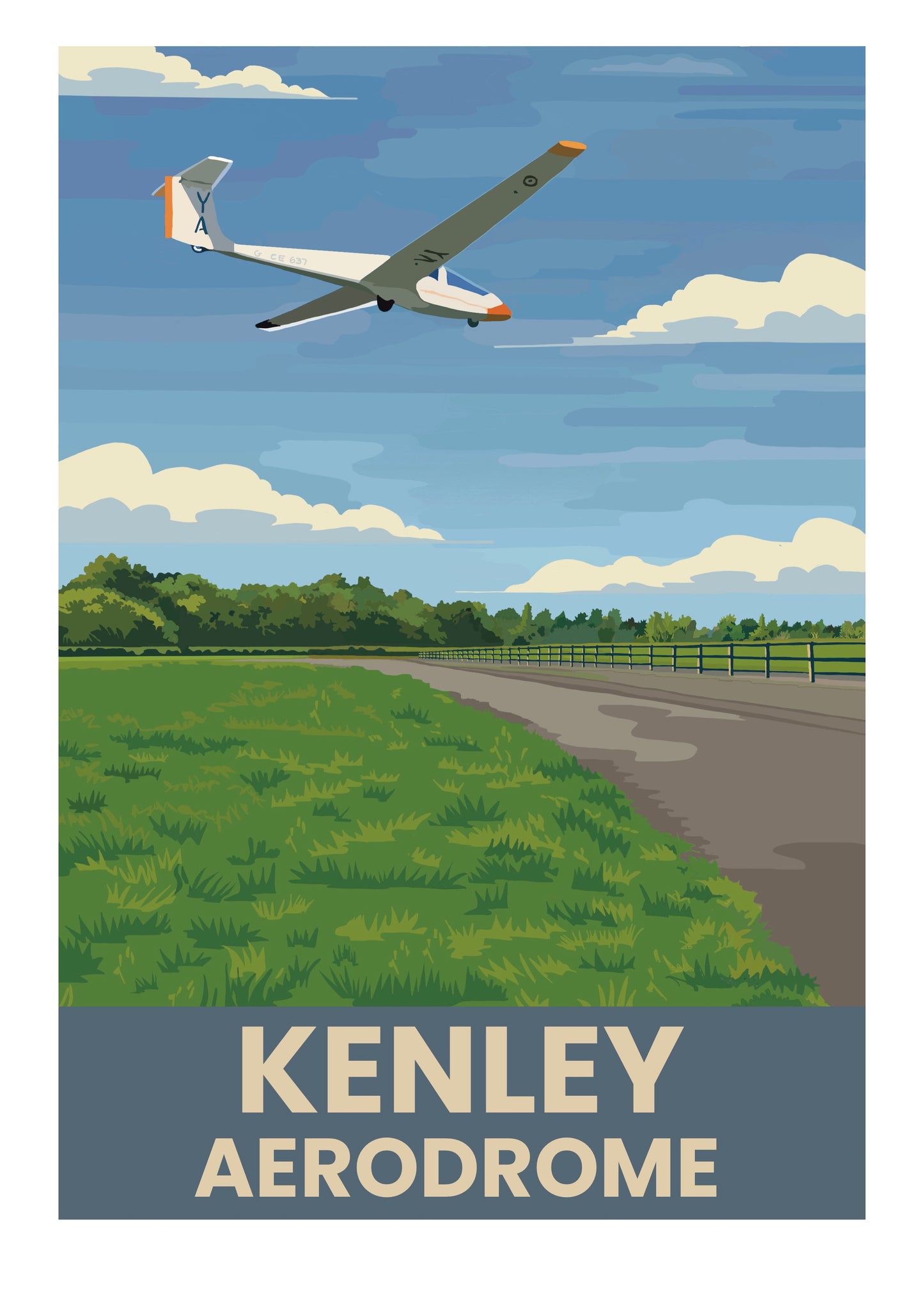 Kenley Aerodrome Surrey retro travel poster art print