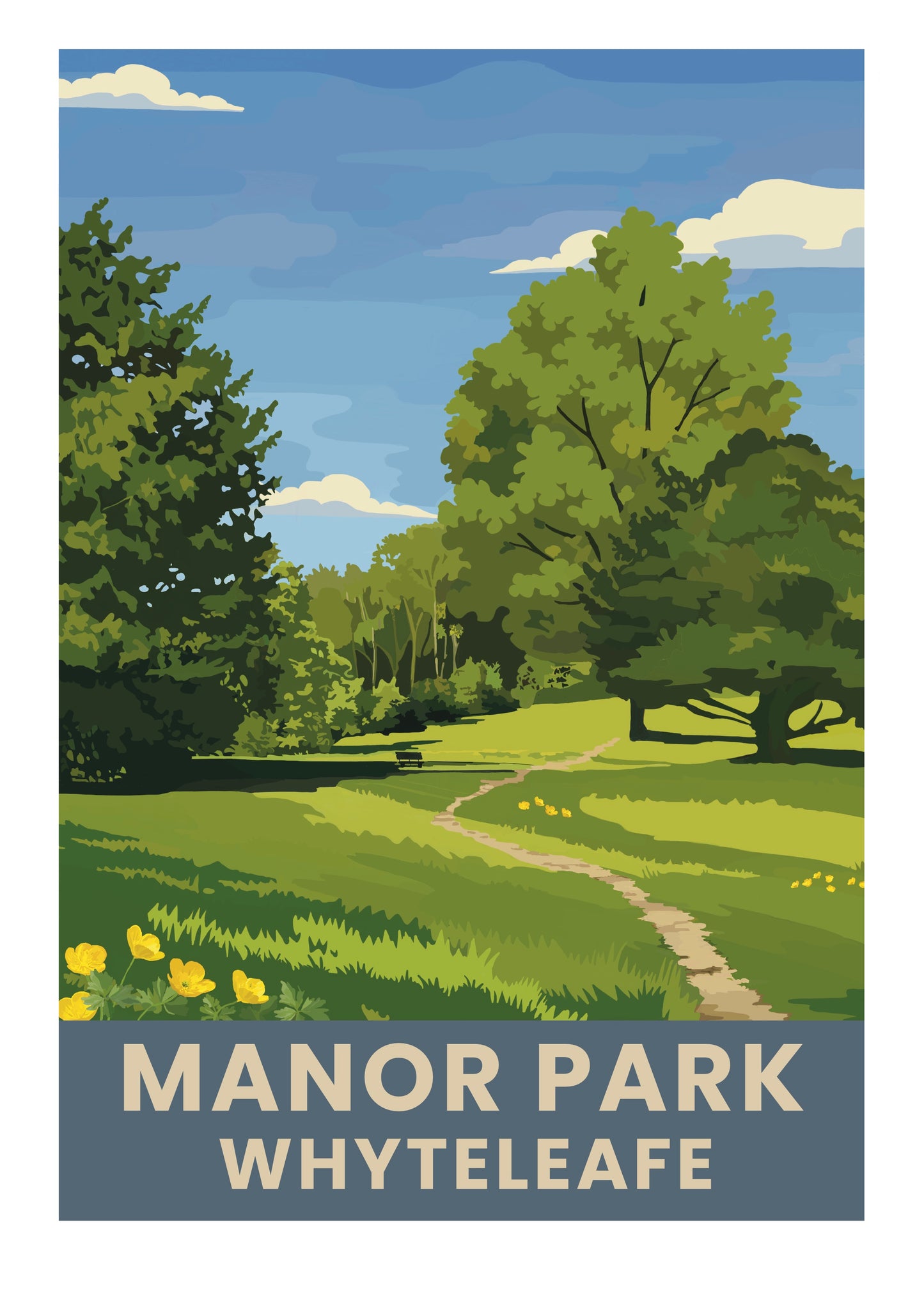 Manor Park Whyteleafe Surrey retro art print