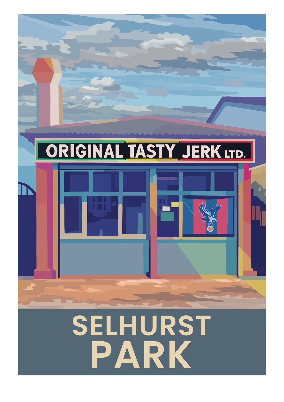 Selhurst Park Tasty Jerk retro travel poster art print