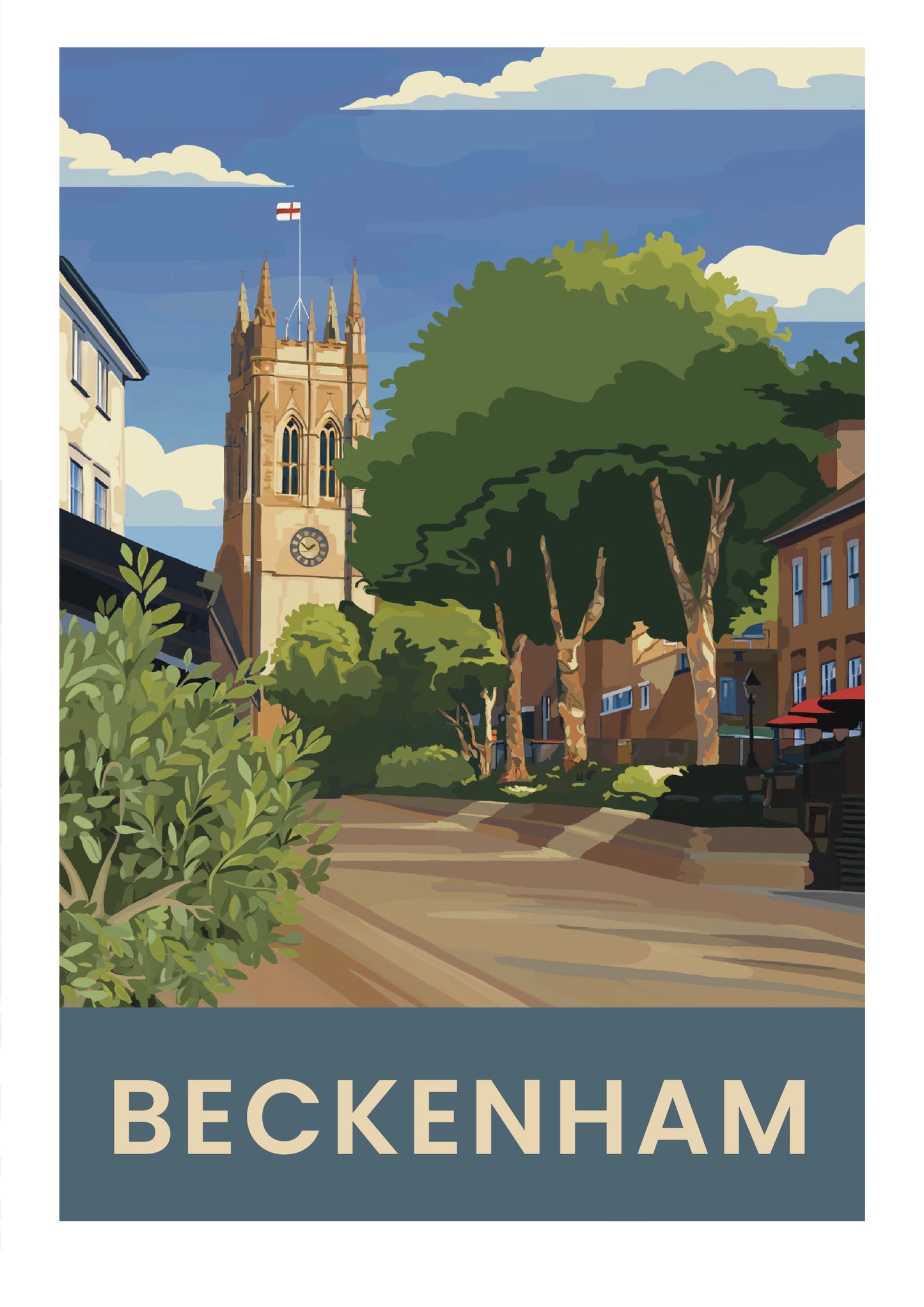 Beckenham retro travel poster art print