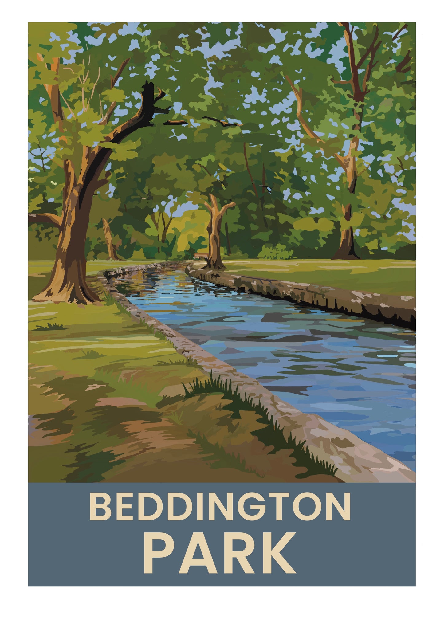 Beddington Park retro travel poster art print
