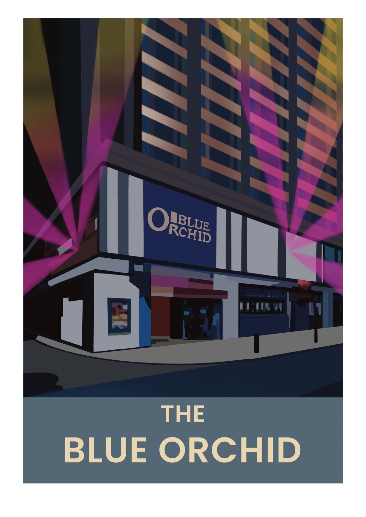 The Blue Orchid nightclub Croydon retro travel poster art print