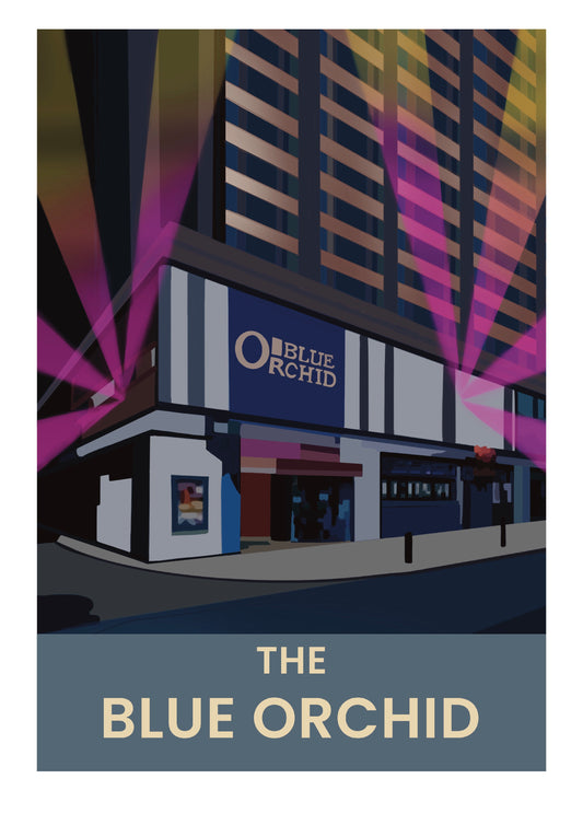 The Blue Orchid nightclub Croydon retro travel poster art print