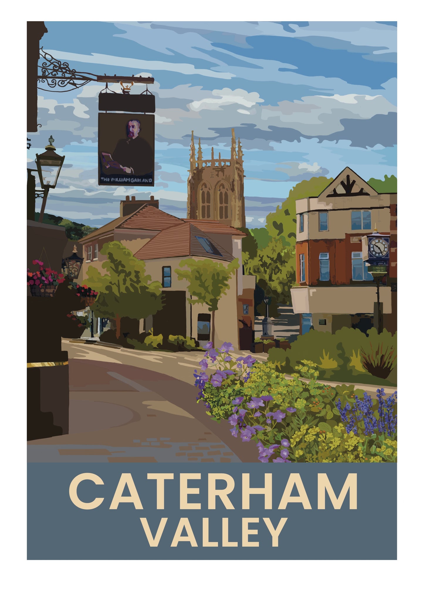Caterham Valley retro travel poster art print