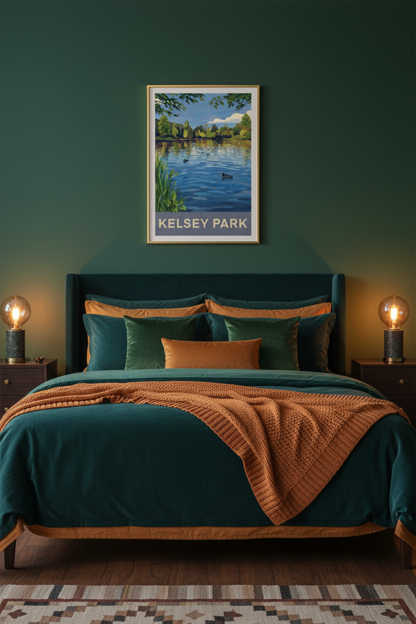 Kelsey Park – Cosy Jewel-Tone Bedroom Mockup