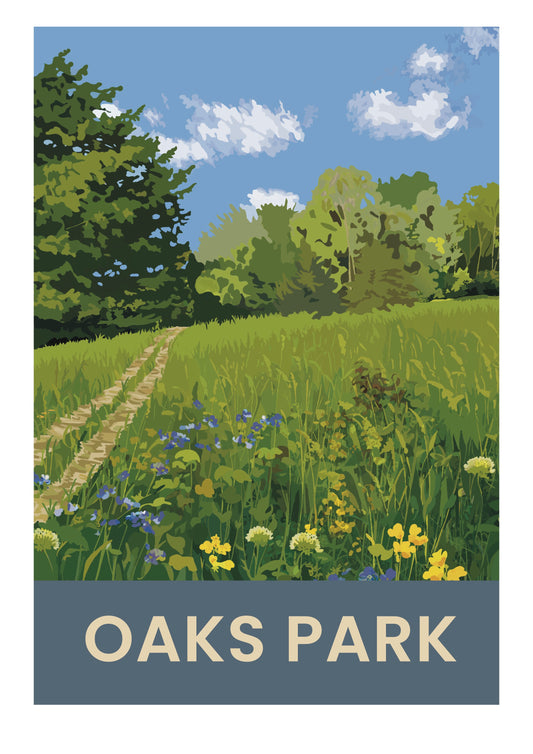 Oaks Park retro travel poster art print