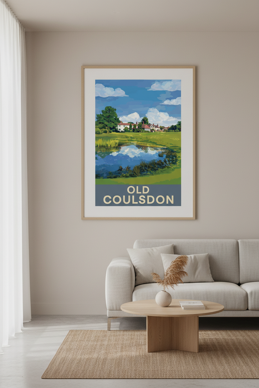 Old Coulsdon Print with White Mount in Living Room