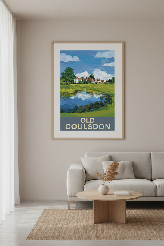 Old Coulsdon Print with White Mount in Living Room