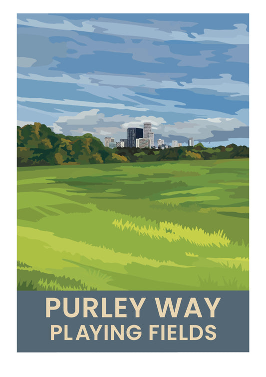 Purley Way Playing Fields retro travel poster art print