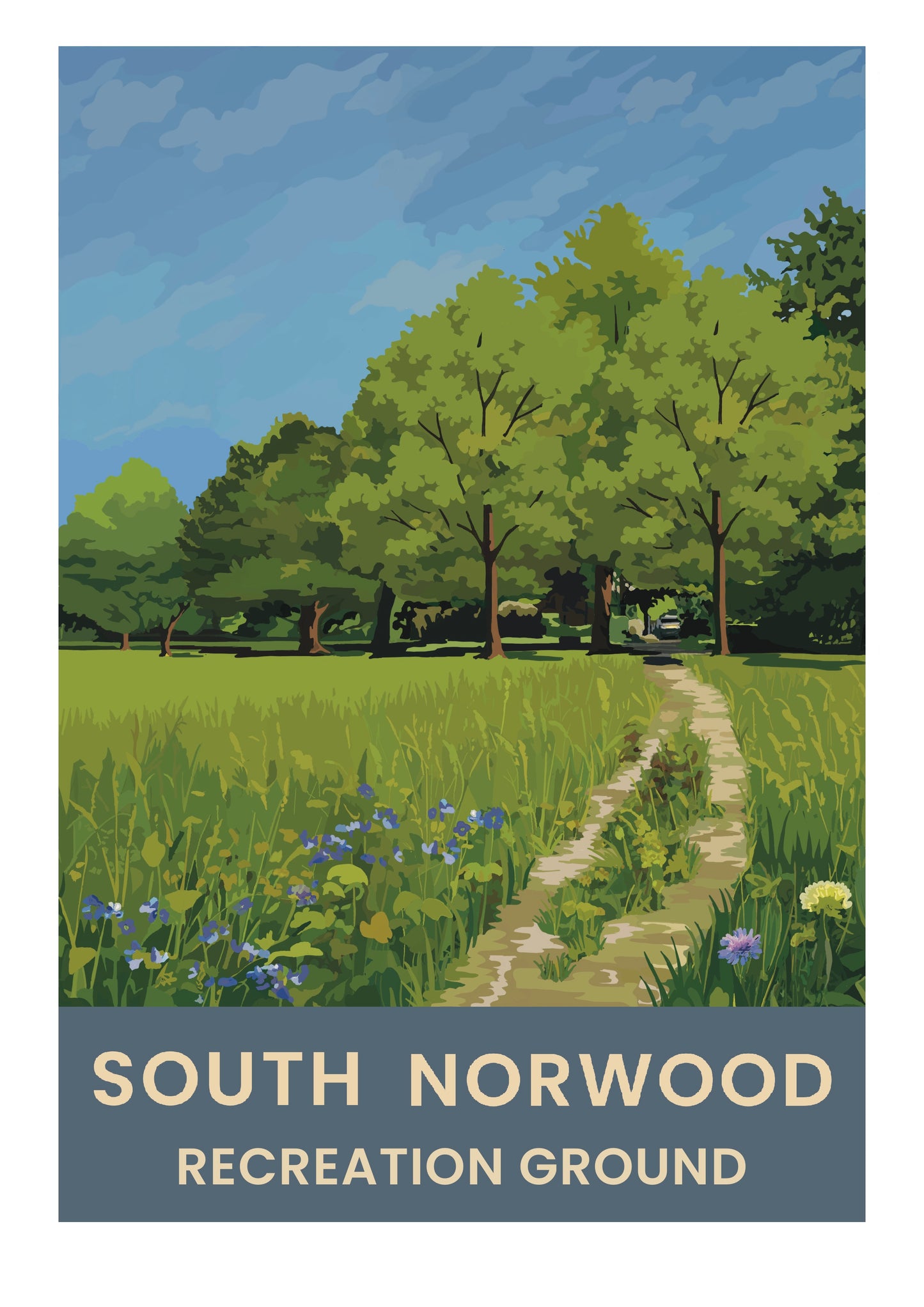 South Norwood Recreation Ground retro travel poster art print