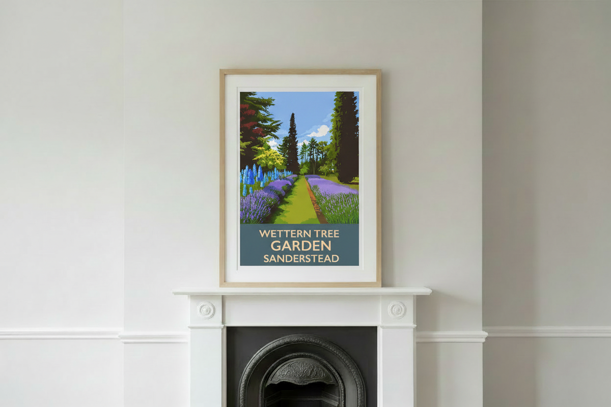Victorian fireplace mockup with Delph print