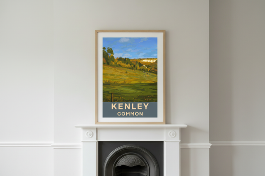 Victorian fireplace mockup with Kenley Common print