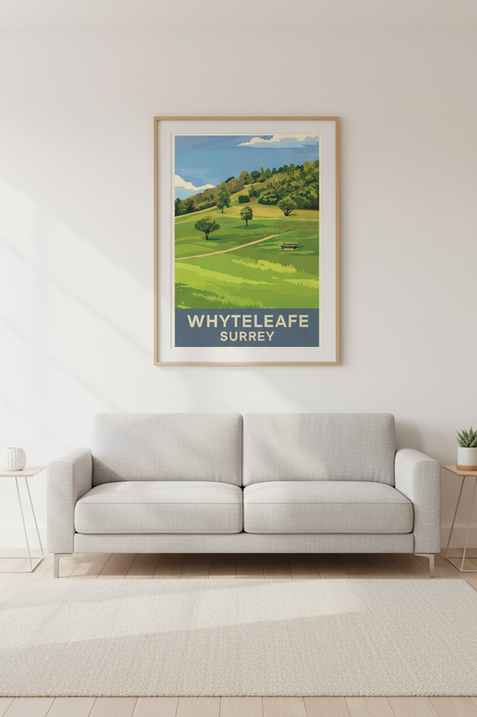 Whyteleafe Surrey Print with White Mount in Living Room